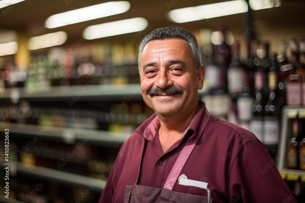 Fototapeta premium Portrait of a smiling liquor store attendant