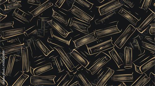 Professional black books seamless pattern vector illustration for versatile design use