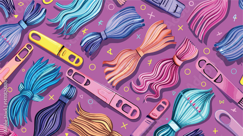 Color Hair Clips Pattern Vector Illustration - Professional Vector Graphic Design