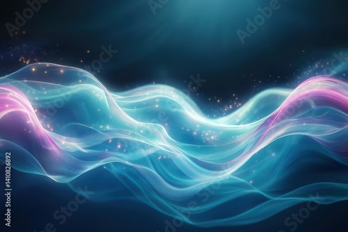 Wallpaper Mural Colorful flowing waves with luminous sparkles created through digital art techniques Torontodigital.ca