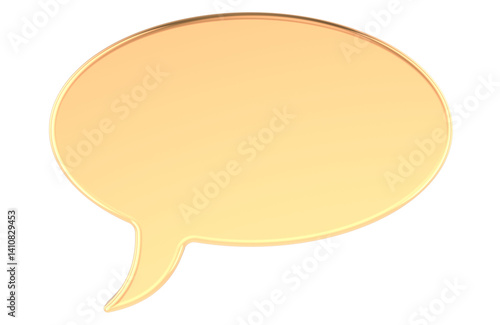 Obraz na płótnie Golden speech bubble, 3D rendering isolated on transparent background w salonie