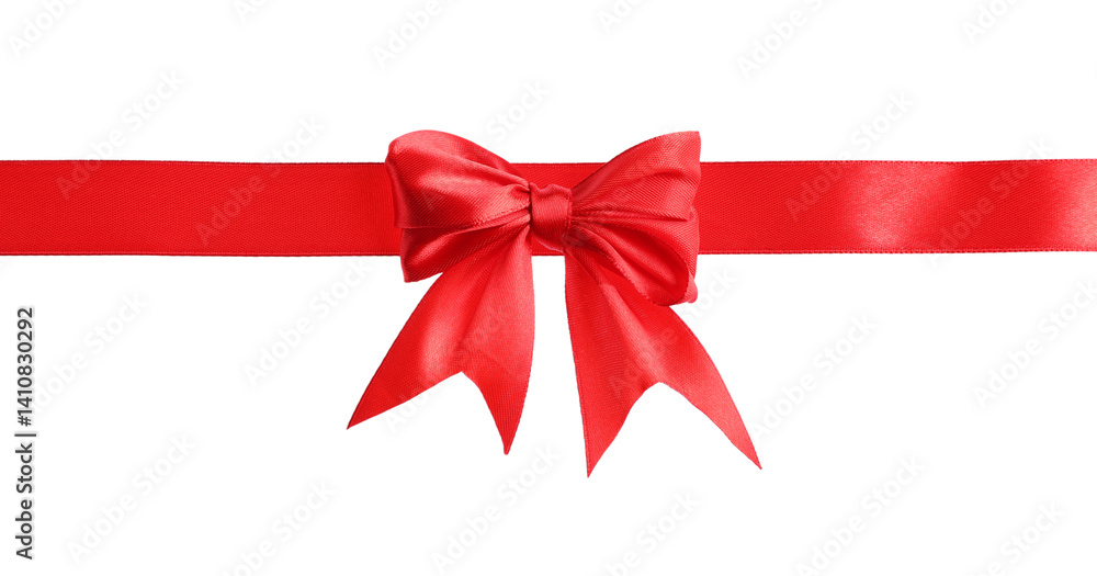 One beautiful red bow on white background One beautiful red bow on white background