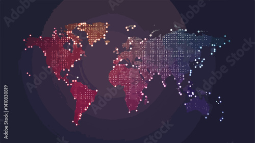 Professional Dotted World Map Flat Vector Sign for Use in Design Projects