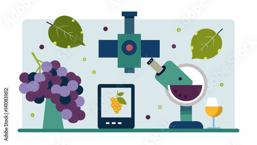 Quality Control through Image Analysis With the use of highresolution cameras precision viticulture technology can analyze images of gs to identify quality issues such as disease. Vector illustration