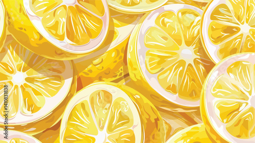 Professional Fresh Lemon Slice Fruits Seamless Vector Pattern Illustration