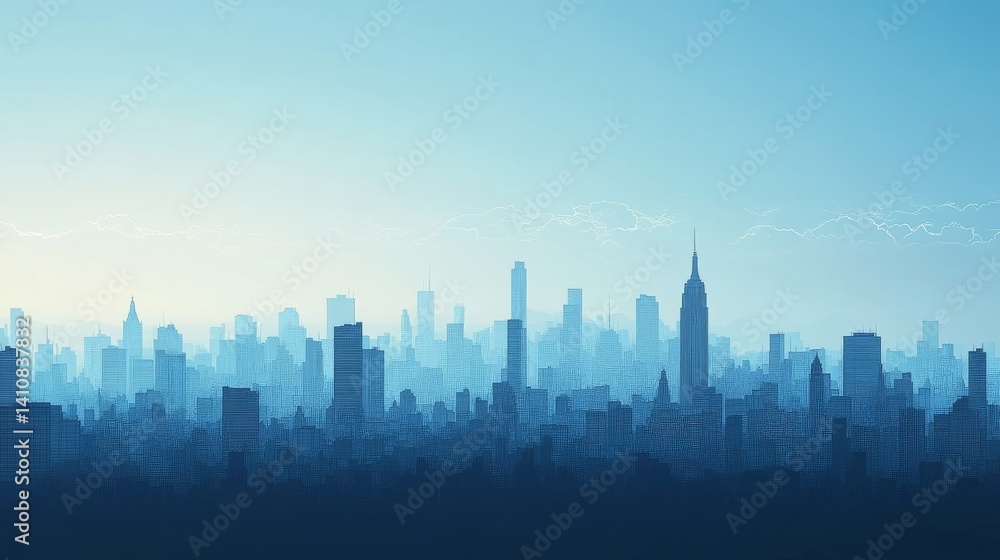 Stormy Cityscape: A Blue Hour Metropolis Stormy Cityscape: A Blue Hour Metropolis