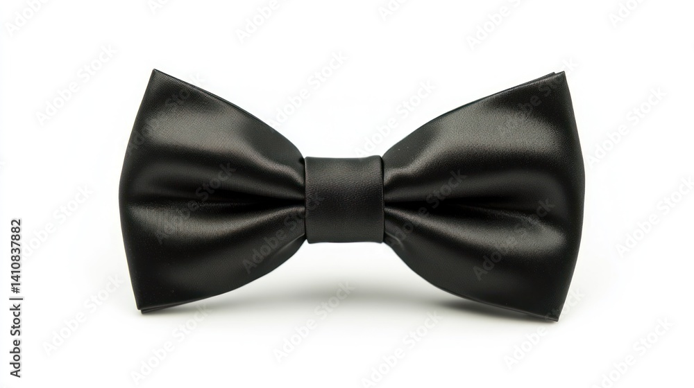 A classic black bow tie, isolated on a white background, perfect for formal fashion accessory product shots. A classic black bow tie, isolated on a white background, perfect for formal fashion accessory product shots.