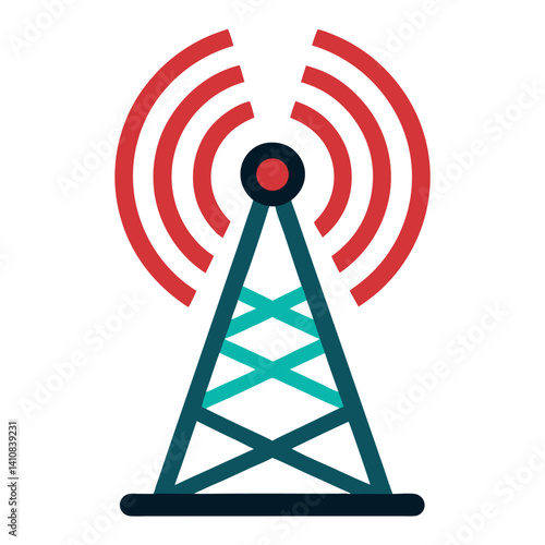 6G signal tower icon white background.