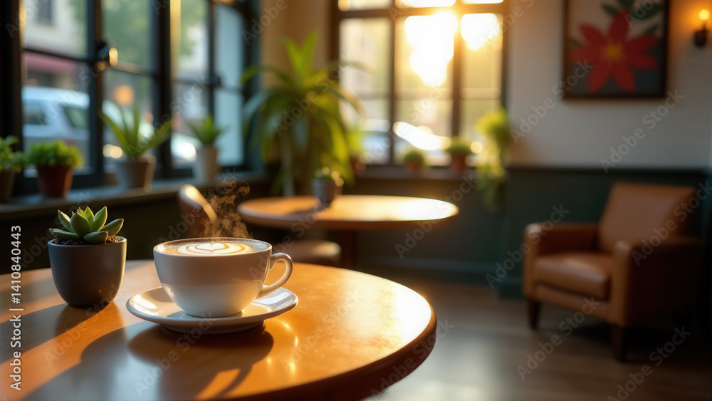 A cup of coffee on a wooden table A cup of coffee on a wooden table