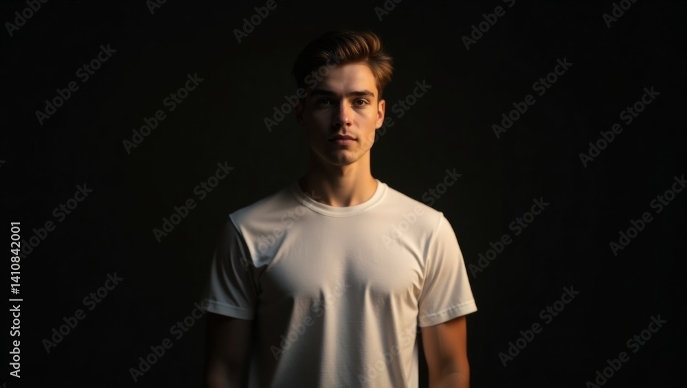 Studio Portrait of a Man in a White T-Shirt Studio Portrait of a Man in a White T-Shirt