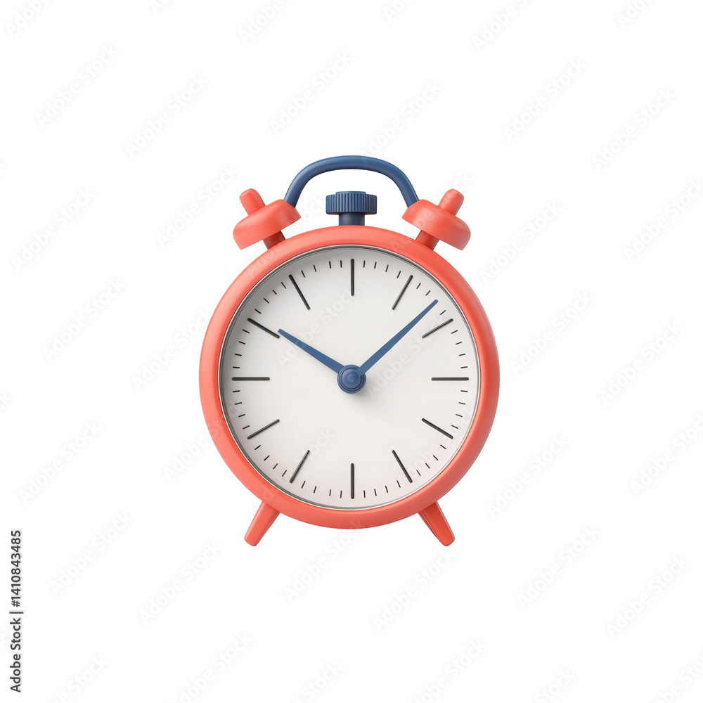 Classic red alarm clock with two bells and a white face for home or office use