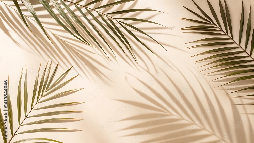 Obraz premium Palm leaf shadows on beige background