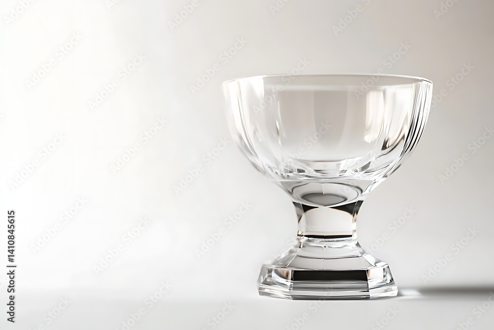 A crystal trophy with a minimalist base and smooth polished edges, isolated against a pure white background, capturing elegance and clarity