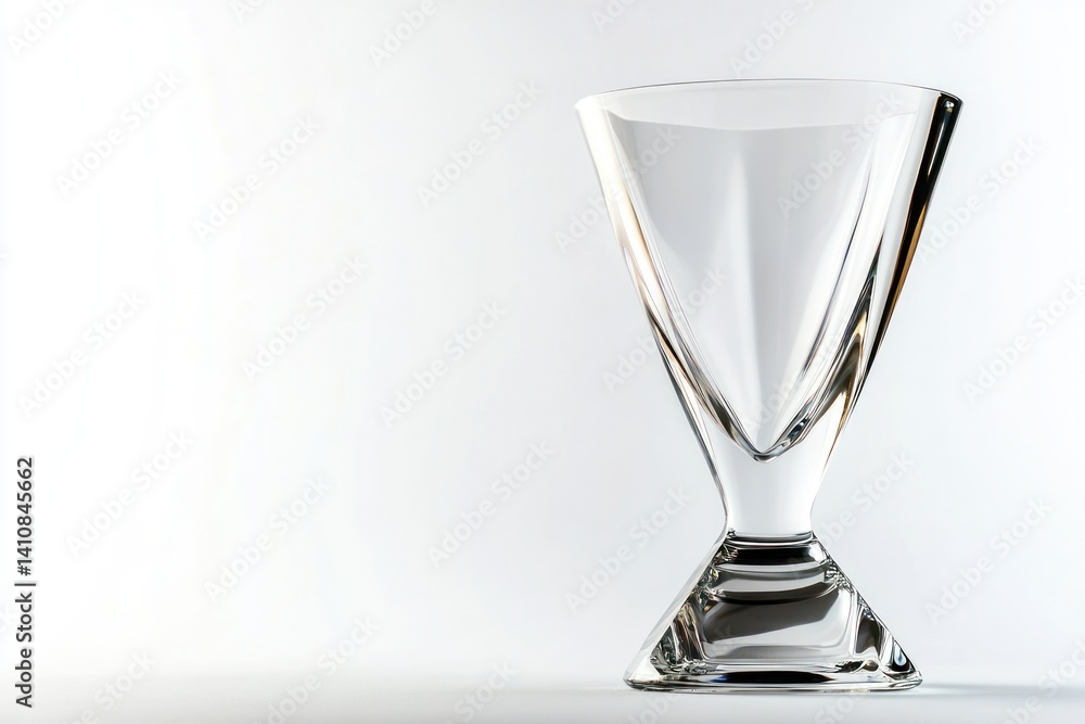 A crystal trophy with a minimalist base and smooth polished edges, isolated against a pure white background, capturing elegance and clarity