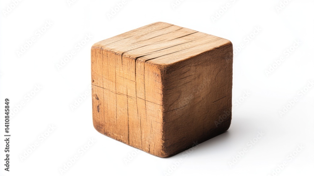 A cube-shaped wooden block, isolated on a white background, emphasizing problem-solving skills