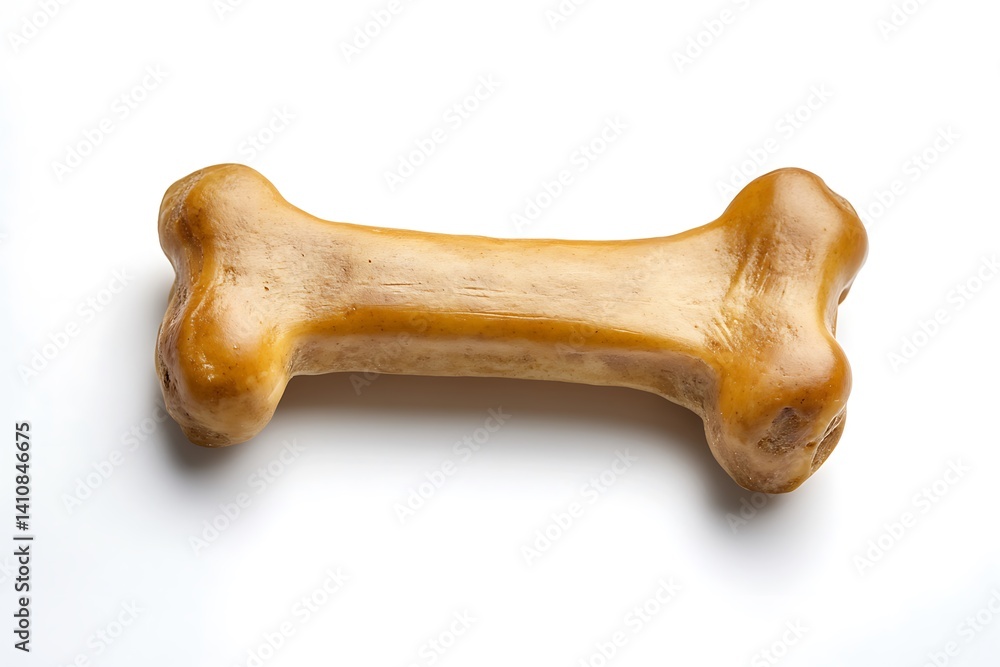 A dog bone treat, isolated on a white background, perfect for pet product photography