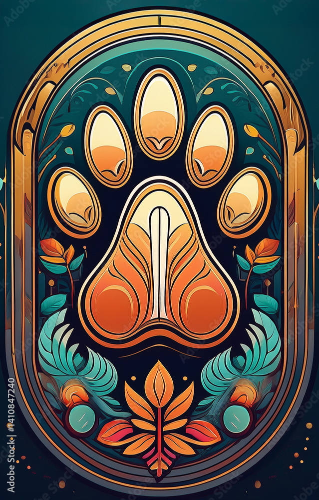 Fototapeta premium Ilustración vertical vectorial de emblema conmemorativo de mascota 01