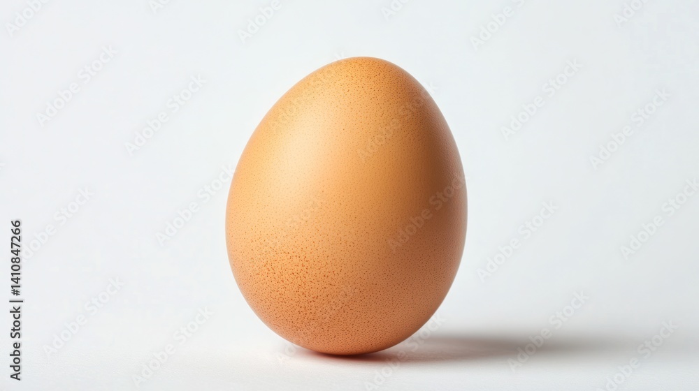 A fresh egg, isolated on a clean white background, emphasizing simplicity and natural beauty.