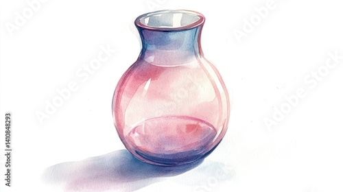 Obraz na płótnie A hand-drawn watercolor illustration of an empty glass vase, evoking a cozy home decor feeling, isolated on a white background. w salonie