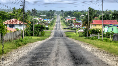Obraz na płótnie Dirt Road Through Tropical Village w salonie