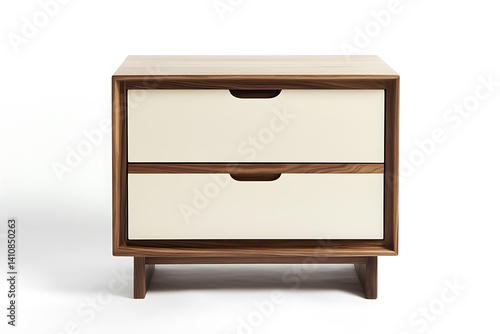 A minimalist three-drawer nightstand in modern style, isolated against a white background for clean, simple decor.