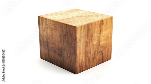 Obraz na płótnie A minimalist wooden cube, isolated on a white background, emphasizing clean lines and a modern aesthetic. w salonie