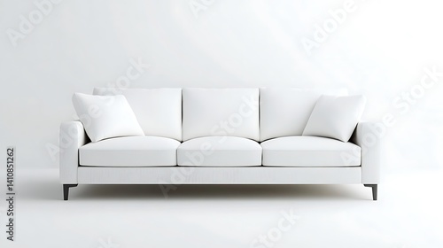 Obraz na płótnie A modern sofa, isolated against an empty white background, emphasizing minimalist interior design w salonie