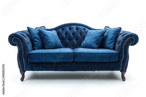 Obraz na płótnie A plush sofa, isolated on a clean white background, exuding comfort and relaxation. w salonie