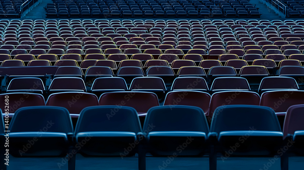 Naklejka premium Empty Stadium Seats In The Dark