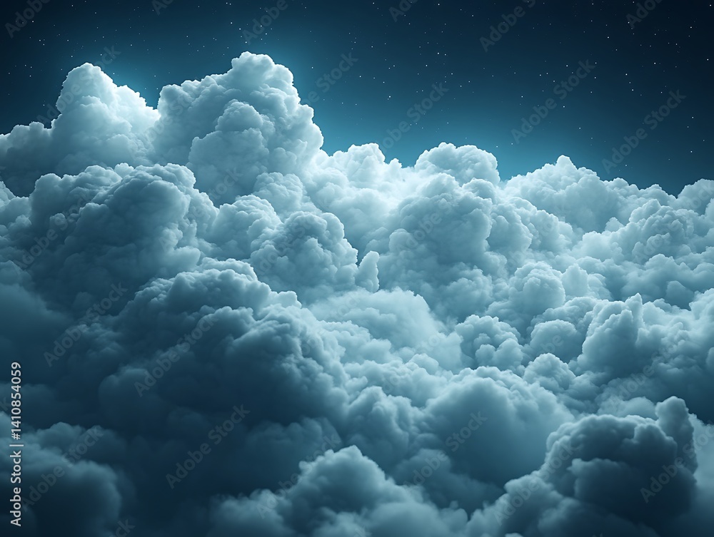 Naklejka premium Night Clouds, Starry Sky, Aerial View