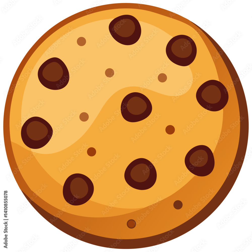 Fototapeta premium Simple cartoon cookie with large round chocolate chips 
