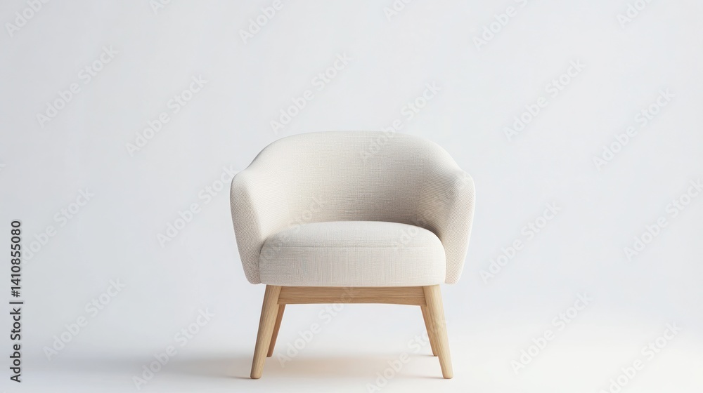 A simple beige chair with minimalist design, isolated on a white background, creating an elegant addition to modern home decor