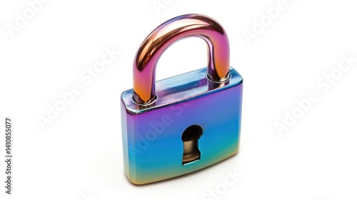 Obraz na płótnie A shiny, colorful padlock, showcasing its smooth finish, isolated on a white background for visual appeal w salonie