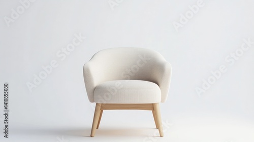 Obraz na płótnie A simple beige chair with minimalist design, isolated on a white background, creating an elegant addition to modern home decor w salonie