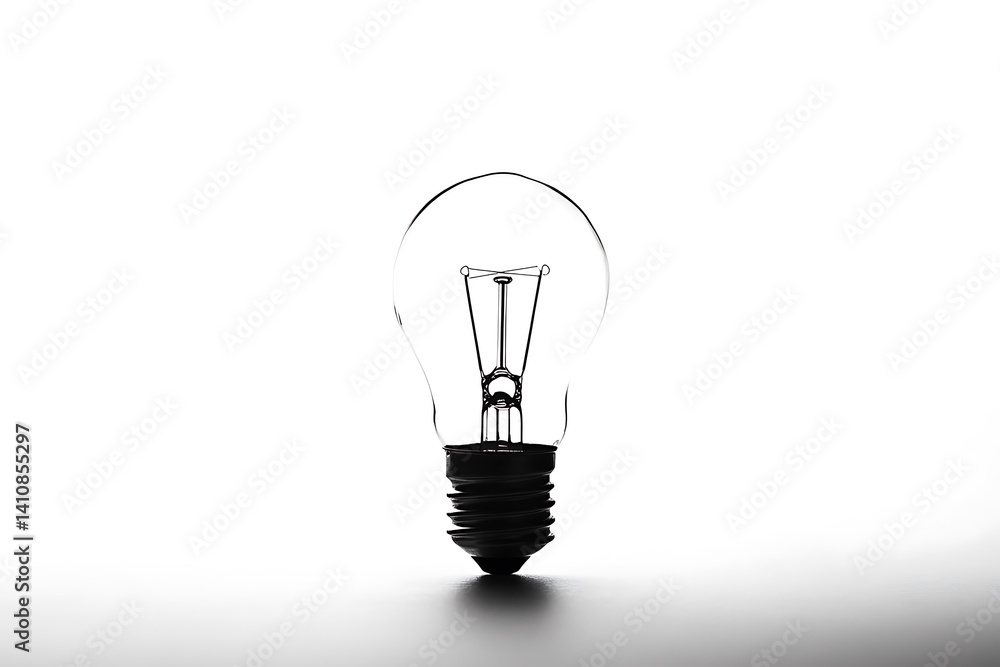 A simple silhouette of a light bulb, isolated on a white background for a minimalist approach