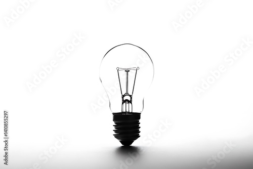 Obraz na płótnie A simple silhouette of a light bulb, isolated on a white background for a minimalist approach w salonie
