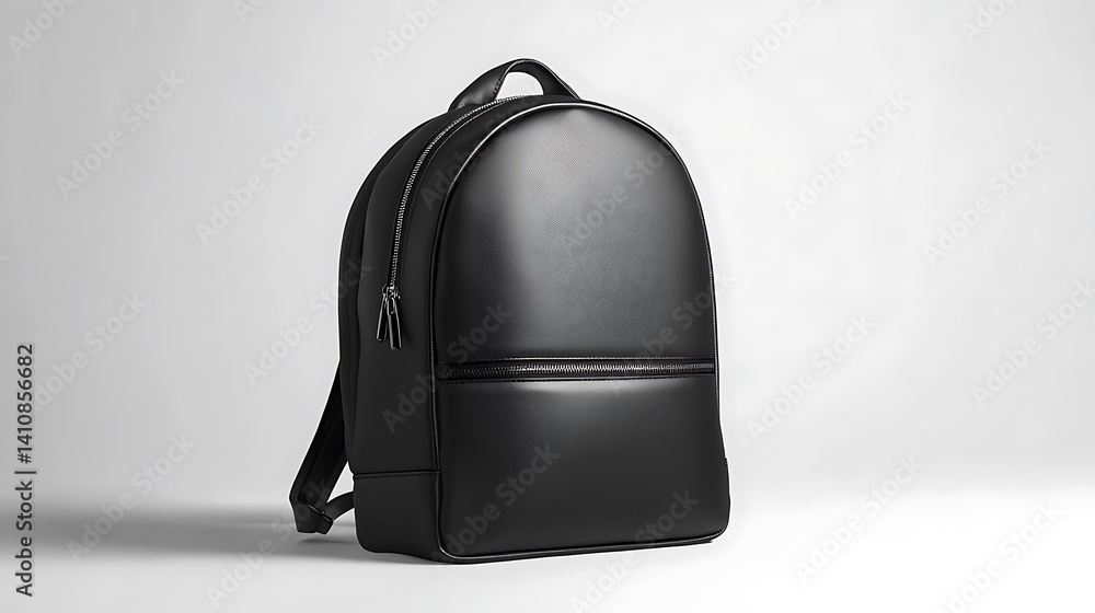 A sleek black mini backpack, isolated on a white background, representing modern fashion and practicality