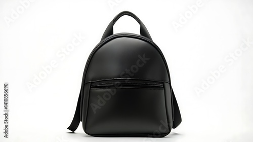 Obraz na płótnie A sleek black mini backpack, isolated on a white background, representing modern fashion and practicality w salonie