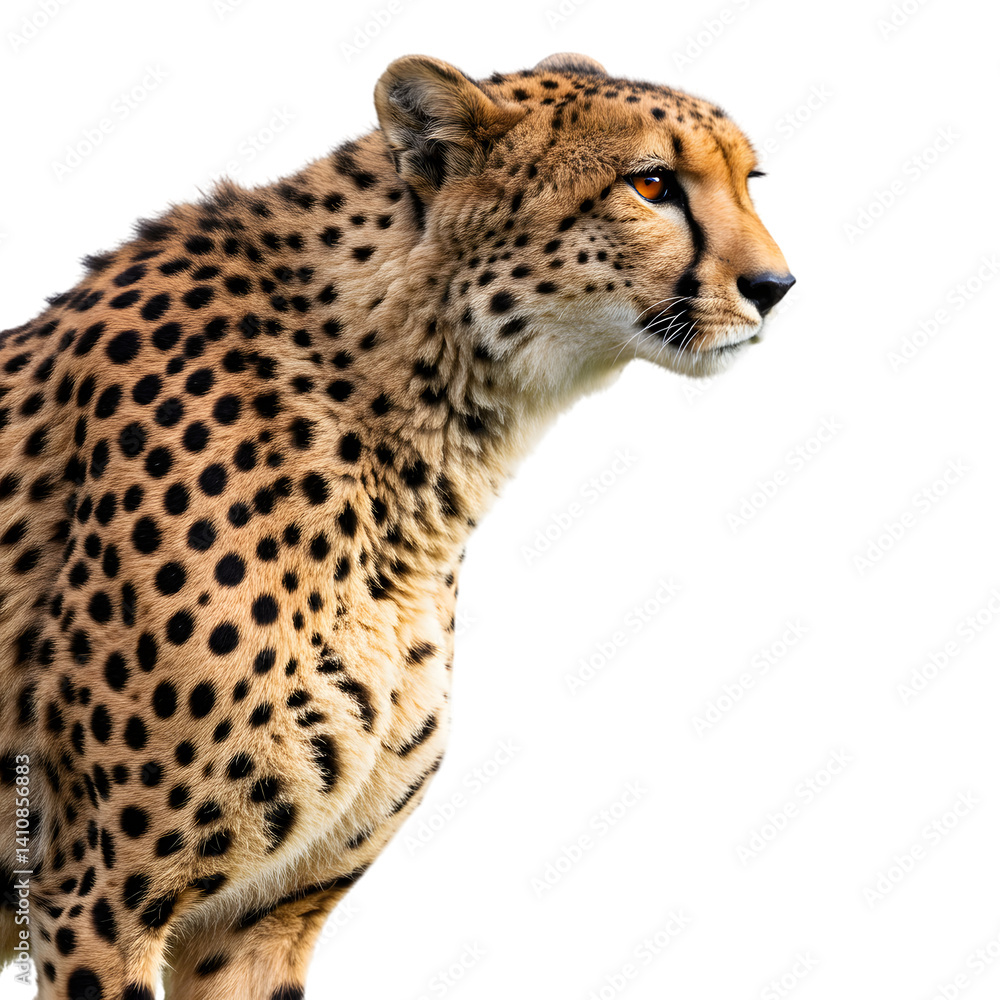 Fierce Spotted Wild Cheetah Profile PNG Cutout for Safari Wildlife Themes. Fierce Spotted Wild Cheetah Profile PNG Cutout for Safari Wildlife Themes.