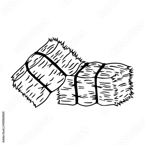 Hay Bales Line Art Illustration