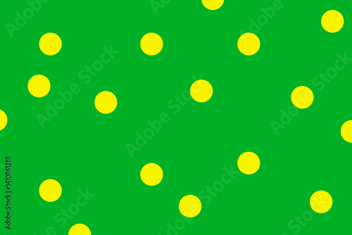 Bright yellow dots on a vivid green background create a cheerful pattern in a fun design