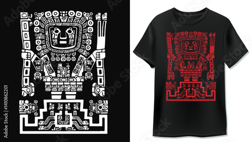 Vector design of the ancestral Inca god Wiracocha for a t-shirt