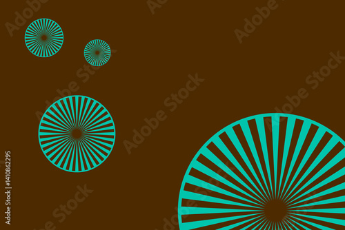 Obraz na płótnie Abstract design featuring circular patterns in teal and brown with radiating lines w salonie