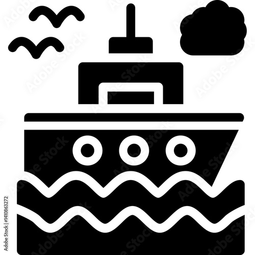 Cargo Ship Glyph Icon