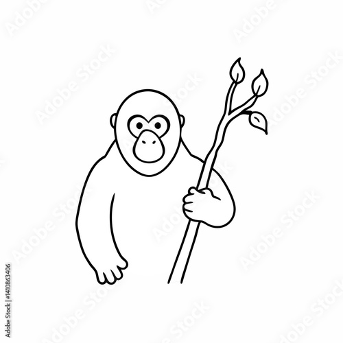  Bornean orangutan with a tree branch