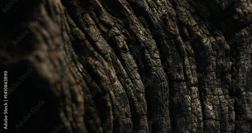 Dark Textured Tree Bark with Deep Grooves