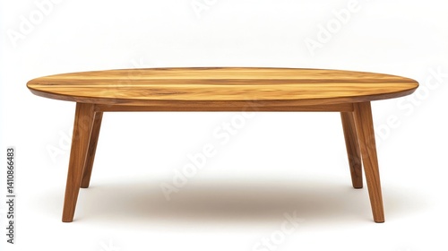 Obraz na płótnie High-resolution photograph of a modern solid wood coffee table with an oval top and straight legs, isolated on a white background to accentuate its elegant design. w salonie