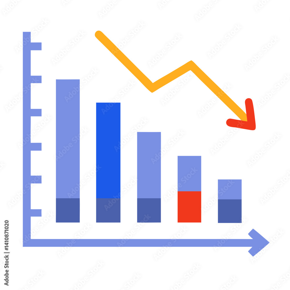 Bar chart showing a downward trend in statistics Bar chart showing a downward trend in statistics