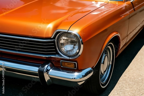 close up of vintage orange classic car headlight concept primer plano de concepto de faro de coche clásico naranja vintage