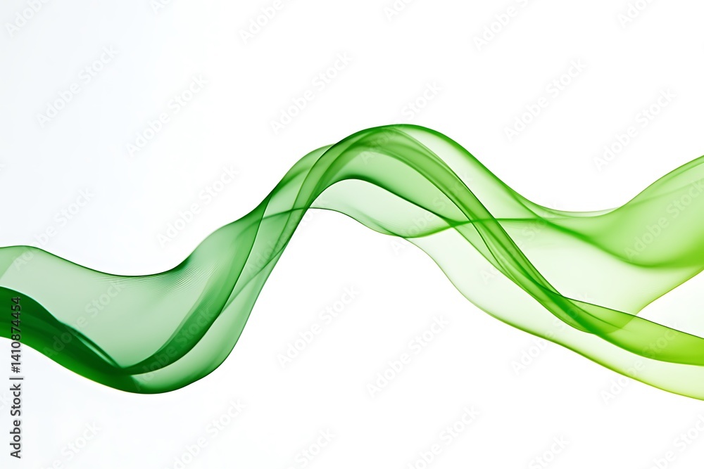 Another abstract green curve, flowing gracefully on a white background, creating a minimalist, visually captivating display.